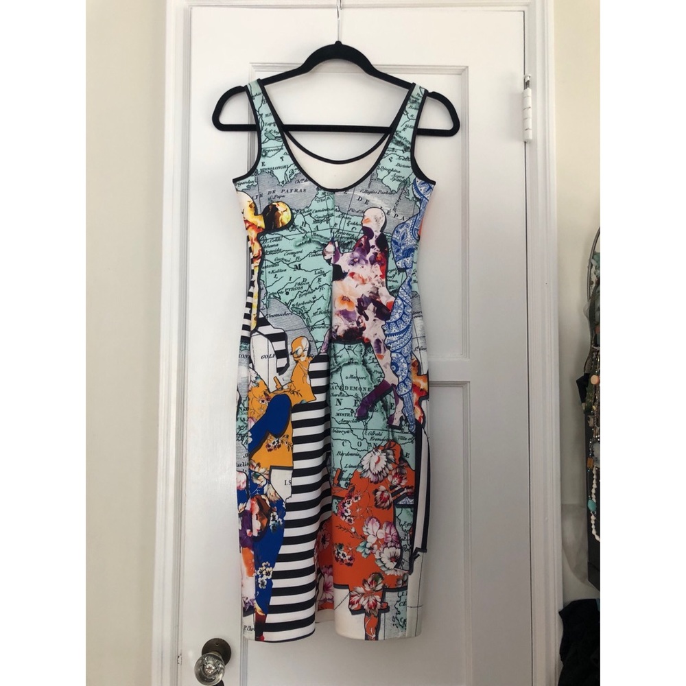 Clover Canyon Map Print Neoprene Dress - Size S